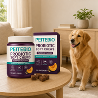 PEITEBIO Friandises à Mâcher Probiotiques pour Chiens avec Probiotiques, Prébiotiques et Enzymes, Saveur Citrouille, Soutien Digestif, 120 Unités
