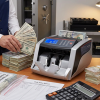 Compteur de billets professionnel 2827, grand écran LCD, alarme rouge, détecteur de billets contrefaits UV MG IR MT, comptage haute vitesse, pochette de comptage