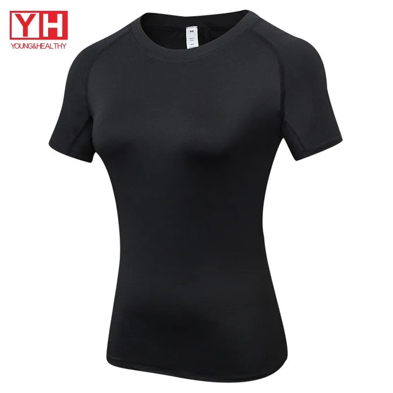 Camiseta de secagem rápida feminina para fitness, yoga, corrida, academia