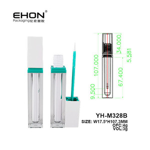 Tube carré transparent à double paroi pour brillant à lèvres, avec capuchon blanc et anneau vert, flacon vide pour cosmétiques, emballage personnalisé pour huile à lèvres avec logo - Product Image 6