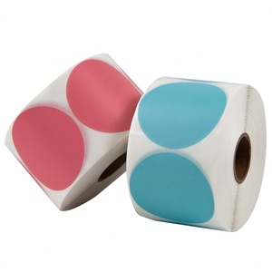 Custom Self Adhesive Colorful Direct Thermal Sticker Circle Label Round Thermal Label Roll - Product Image 2