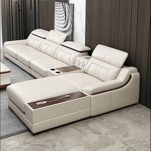 Juego de Sofás Seccionales en Forma de L Modernos de Lujo para Interiores con Sillones Completos, Estructura de Madera y Tapicería de Cuero - 7 Plazas para Sala de Estar - Product Image 3