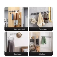 Accesorios Negros Autoadhesivos de Acero Inoxidable para Montaje en Pared, Gancho Resistente para Colgar Abrigos en el Dormitorio