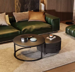 XINSHIYI Fabrication dessus en marbre pieds en métal doré ensemble de tables à café et à thé rondes meubles de salon - Product Image 5