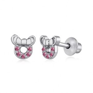 Dylam New Arrival Hypoallergenic Nickel Free 925 Sterling <b>Silver</b> Kid Children 5A CZ Cubic Zirconia Tiny Mouse <b>Stud</b> <b>Earrings</b> - Product Image 1