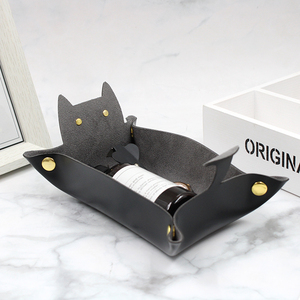 Dice Leather <strong>Tray</strong> Cat Shape Leather <strong>Storage</strong> <strong>Tray</strong> Folding <strong>Tray</strong> With Velvet Cat <strong>Storage</strong> Boxes Catch - Product Image 6