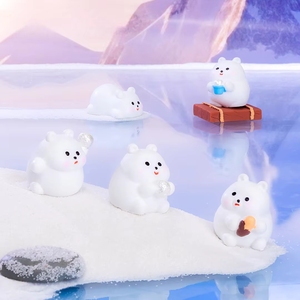 Orsetto di peluche bianco per giochi sulla neve Weij Landscape, accessori decorativi fai-da-te a forma di iceberg, mini albero - Product Image 1