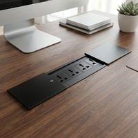 Prise de courant de bureau encastrée en aluminium à double couvercle coulissant, avec ports USB, prise universelle EU/UK/US, personnalisable, vente directe usine ZP
