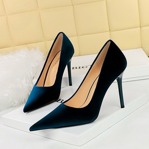 Womens Dark Green Velvet Pumps Pointed Toe Stiletto High Heels on Formal Shoes for Office Party Wedding With Comfort - Product Image 1