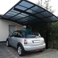 Cubierta de Coche Moderna y Lujosa para Exteriores, Resistente al Viento y la Nieve, con Techo Arqueado de Aluminio y Policarbonato