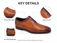 Chaussures Oxford en cuir pleine fleur patiné peintes à la main pour hommes, couleur Tan, à lacets, bout uni, chaussures habillées formelles pour mariage, affaires, bureau