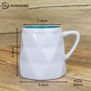 Nueva taza de desayuno nórdico de 12oz, tazas de café de cerámica en relieve <span class=keywords><strong>con</strong></span> diamante esmaltado de Color interior - Product Image 2