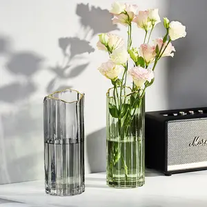 Vasos hidropônicos para decoração, vasos de vidro criativo para decoração de flores, potes de cristal dourados, acessórios para casamento