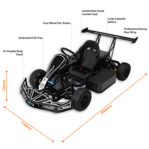 High Performance <b>Kart</b> With 2kW PMSM Motor and 72V 25Ah Lead Acid Battery for 70km Long Range - Product Image 3
