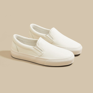 Sneakers Slip-On <span class=keywords><strong>in</strong></span> <span class=keywords><strong>Tela</strong></span> Vulcanizzata con Logo Personalizzato OEM ODM, <span class=keywords><strong>Scarpe</strong></span> Casual Leggere e Traspiranti <span class=keywords><strong>Bianche</strong></span>, MOQ Basso 300 Paia per Private Label - Product Image 4