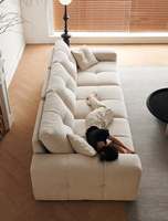 Canapé moderne à dossier réglable sur mesure Meubles de salon en chenille en tissu doux Canapé nuage beige style crème pour la maison