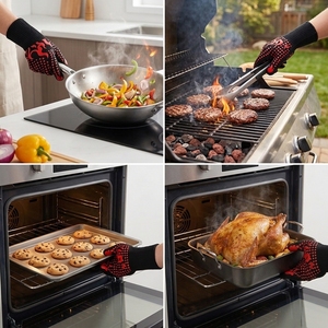1472 ° Guantes de barbacoa F Extreme resistentes al calor, de silicona antideslizante, para horno, barbacoa, chimenea, cocina y ahumador. - Product Image 6
