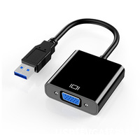 Convertisseur USB3.0 VGA pour projecteur/ordinateur, câble adaptateur 1080p, gaine en PVC, extension d'écran, lecteur DVD externe, home cinéma
