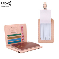 Porte-passeport en cuir PU personnalisé de vente chaude porte-passeport Rfid et ensemble d'étiquettes de bagage