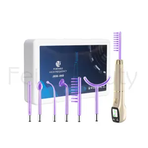 Electronic touch screen handheld High frequency wand Anti-hair loss High frequency facial machine for acne treatment