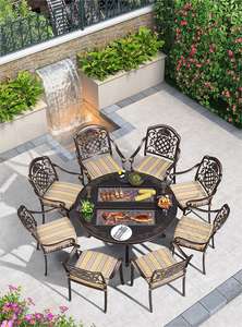 Patio jardin maison cour cuisson électrique Barbecue table en fonte d'aluminium Barbecue table ronde - Product Image 2