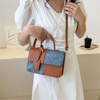 Vente en gros livraison directe Patchwork couleur contraste petit sac carré femme nouvelle Texture Simple sac à bandoulière mode sac à bandoulière