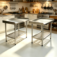 RVS werktafel met verhoogde rand en lattenbodem, professionele keukenvoorbereidings-tafel, groothandel