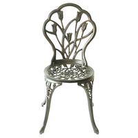 Ensemble de table ronde et 2 chaises de bistrot en aluminium moulé pour l'extérieur, motif tulipe, 3 pièces