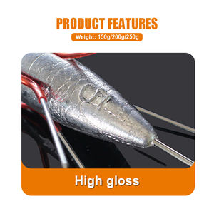 Plomada de Pesca HOWELL de 150g 200g 250g para Pesca de <span class=keywords><strong>Surfcasting</strong></span>, Plomada de Plomo Resistente al Desgaste para Pesca en Todo Tipo de Agua, Peso de Pesca Sputnik de Cola Larga - Product Image 2