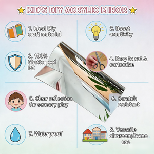 Flexible PC <b>Mirror</b> Film Self Adhesive Cuttable DIY <b>Plastic</b> <b>Mirror</b> Sheet Shatterproof Kids Craft Wall Decor OEM Factory Supply - Product Image 3