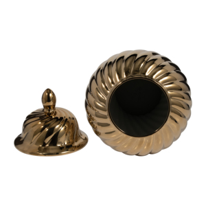 Vaso Scultoreo in Ceramica con Coperchio per Arredamento Casa, Soggiorno, Camera da Letto, Esposizione su Tavolo - Product Image 6