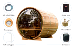 4-6人用モダンデザイン屋外サウナルームバレル伝統的なフィンランド杉無垢材スチームサウナルーム家庭用 - Product Image 3