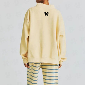 Sweat-shirt à capuche pour femme en molleton de coton, col montant, grande taille, coupe oversize, avec logo brodé, personnalisable, vente en gros - Product Image 4