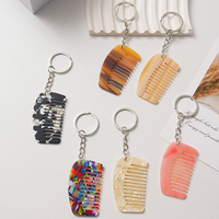 Peigne démêlant à dents larges en acétate blanc, mini, avec logo personnalisé, motif marbré, mignon, avec poignée, accessoires porte-clés, vente en gros