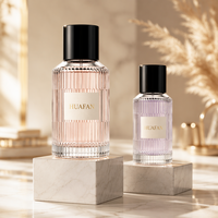 Venta al por Mayor, Stock Disponible, Marca HUAFAN, Botellas de Perfume de Vidrio Transparente Cilíndricas de 30ml/50ml/100ml, Tapas Negras, Pulverizador con Bomba