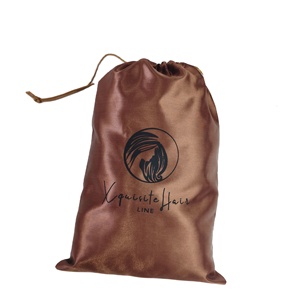 Custom LOGO Wig Standing <b>Storage</b> Pouch Jewelry Hair Bundle Packaging Bag Satin Silk Drawstring for Dust Pouch - Product Image 1