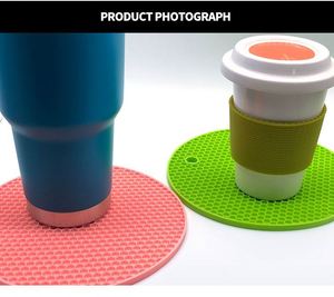 Hot <b>Pads</b> Non-slip Silicone Heat Insulation <b>Pads</b> Round Honeycomb Multipurpose Drying Mat Pot Holders Heat Resistant Coasters Triv - Product Image 6