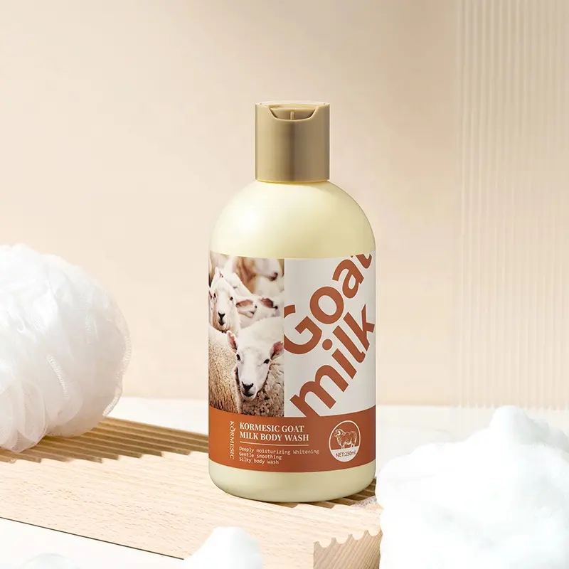 OEM ODM private label KORMESIC whiting goat milk shower gel smoothing bath body wash Brightening whitening Shower Gel