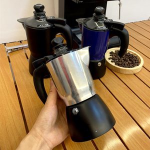 Klasik İtalyan Alüminyum Moka <span class=keywords><strong>Pot</strong></span> Espresso Kahve Makinesi, İndüksiyon Ocaklar İçin Kapaklı, 1-2 Fincanlık 300ml Kapasiteli Kahve ve Çay Seti - Product Image 4