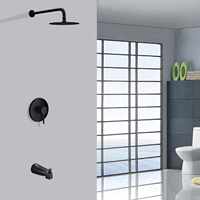 Système de douche mural noir mat à haute pression avec pomme de douche pluie et robinet de douche