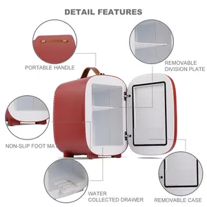 Hotsale mini frigo portatile rosso 4L 6 lattine mini frigo termoelettrico AC/DC per bar bere all'aperto