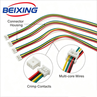 Câbles connecteurs BeiXing mâle-femelle à âme en cuivre, isolation nylon, pas de 1,25 mm, double extrémité, 2 à 6 broches, longueur 120 mm, tension nominale 36 V