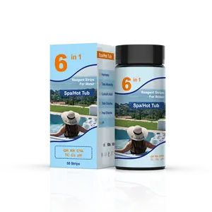 Kit de teste 6 em 1 para piscina e spa, tiras de teste de ph, cloro