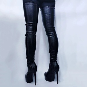 Large Size 43 Solid Platform High Thin Heel Women Thigh High <b>Boots</b> Side Zipper Skintight Over Knee High Long Booties for Ladies - Product Image 6