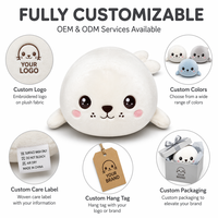 Peluche Mochi Chubby White Seal à texture moelleuse, animal marin en peluche doux pour soulager le stress et décorer la chambre dans un style Kawaii