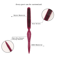 Massage du cuir chevelu peignage de dos de couleur personnalisée peigne à queue de rat brosse à cheveux à poils de nylon de sanglier brosse à taquiner pour femmes