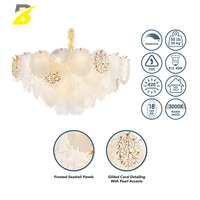 Lustre en verre feuille de Ginkgo, verre givré, laiton, luminaire suspendu de luxe français pour villa, chambre, hôtel, club