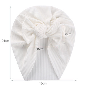 Liquidation vente bébé nouvelles couleurs côtelé Turban couleur unie Super doux bébé Turbans automne hiver grand arc bébé cheveux accessoires - Product Image 5