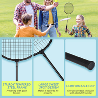 Raquette de badminton en acier haute rigidité pour adolescents et adultes, faible tension des cordes, jeu quotidien en salle avec poignée en PU