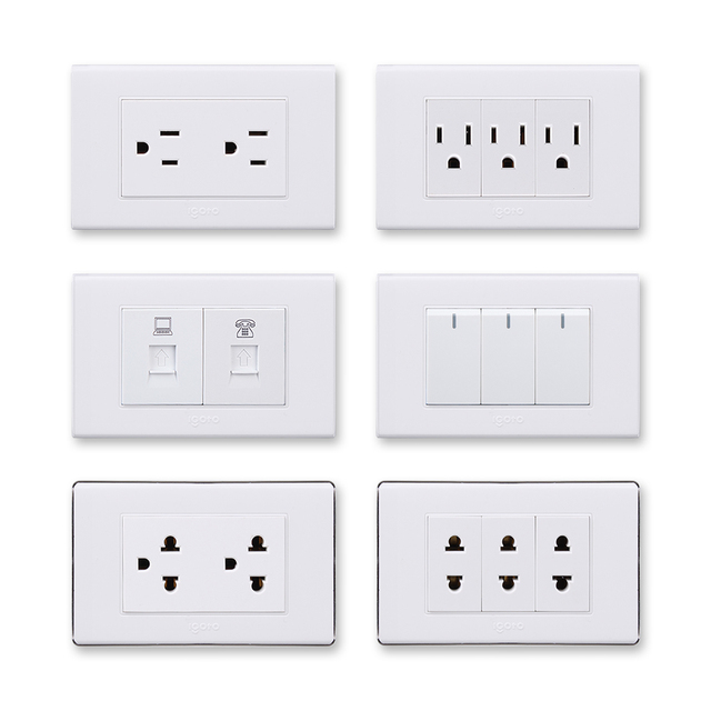 IGOTO American Standard 2G 1 Way Switch 10A Home Electrical Wall Switch Hotel Switches and Sockets